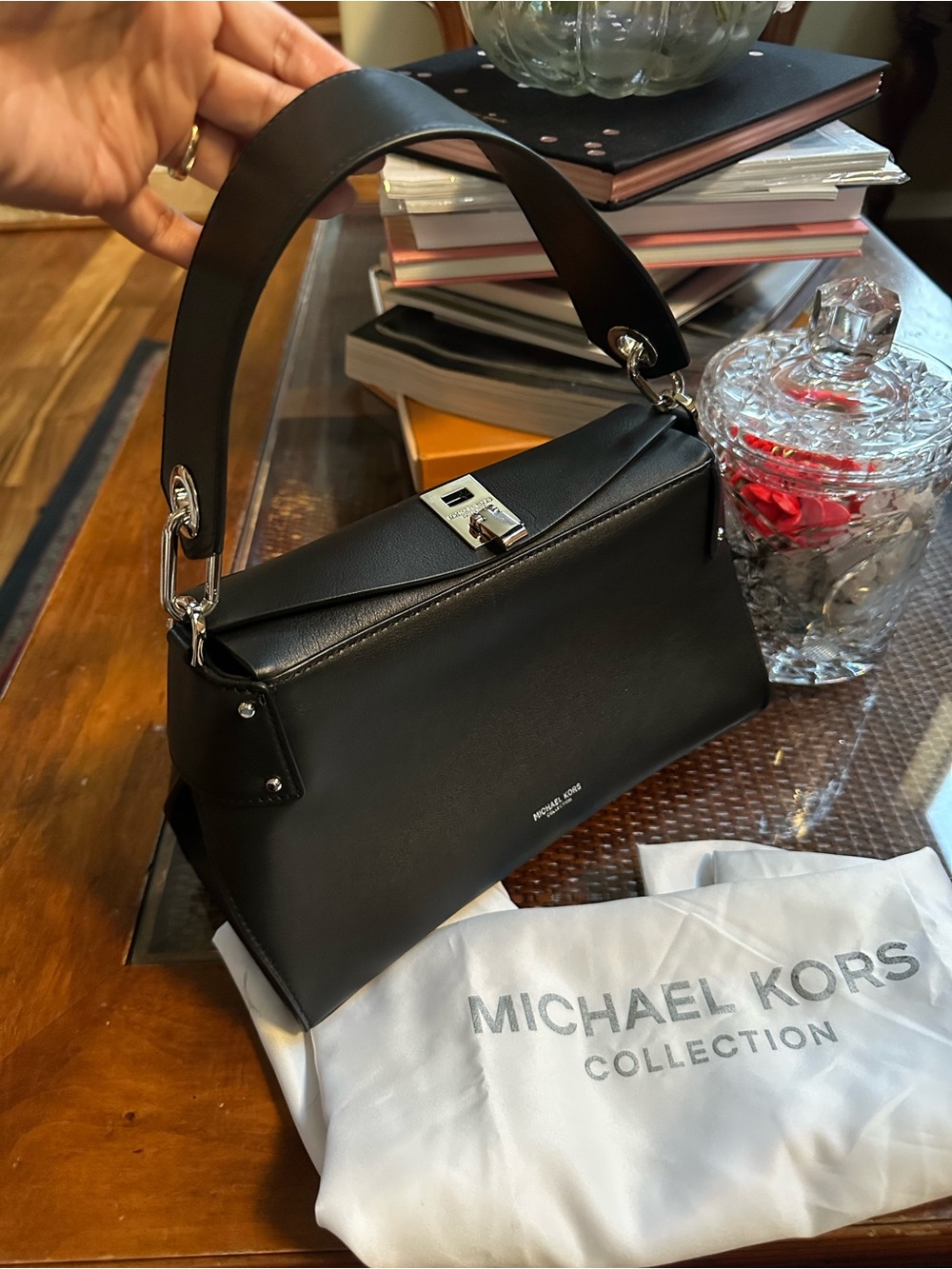 Michael Kors Collection Black Leather Satchel Bag